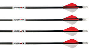 Beman Carbon White Box Arrows 29.5" Fully Assembled Ready To Shoot 4-Pack 825582 