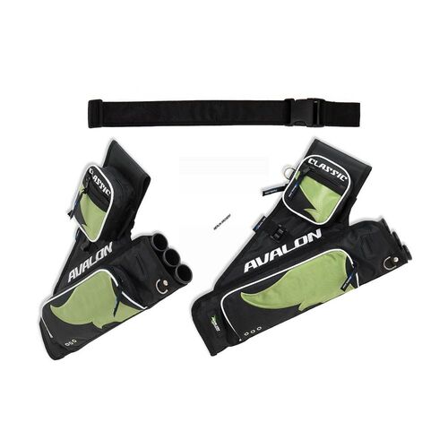Avalon Classic 3 Tube Quiver with Belt and Pockets [Colour: Black/Green RH]
