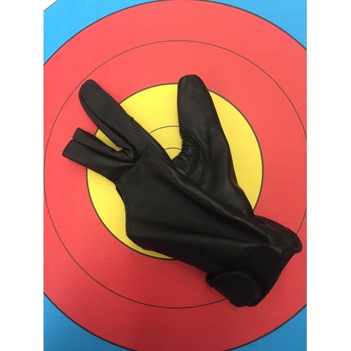 Archery 3 Finger Leather Glove Black RH (LH Bow Hand) *Bow Hand Only*