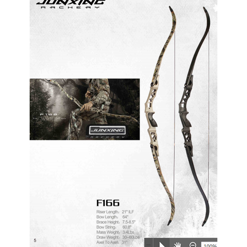 Junxing F166 Recurve Bow [Colour: 50lb Black]